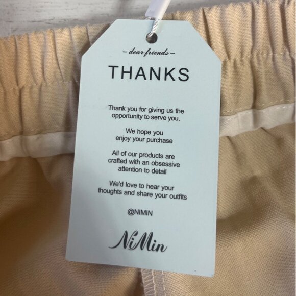 NiMin Pull On Cargo Pants Womens Medium Beige New Elastic Waist Draw String - Picture 9 of 10